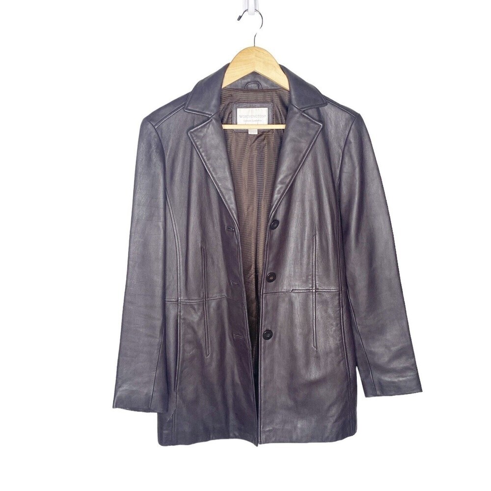 Worthington Lambskin Soft Leather Jacket Womens Sz S Brown Stranger Things